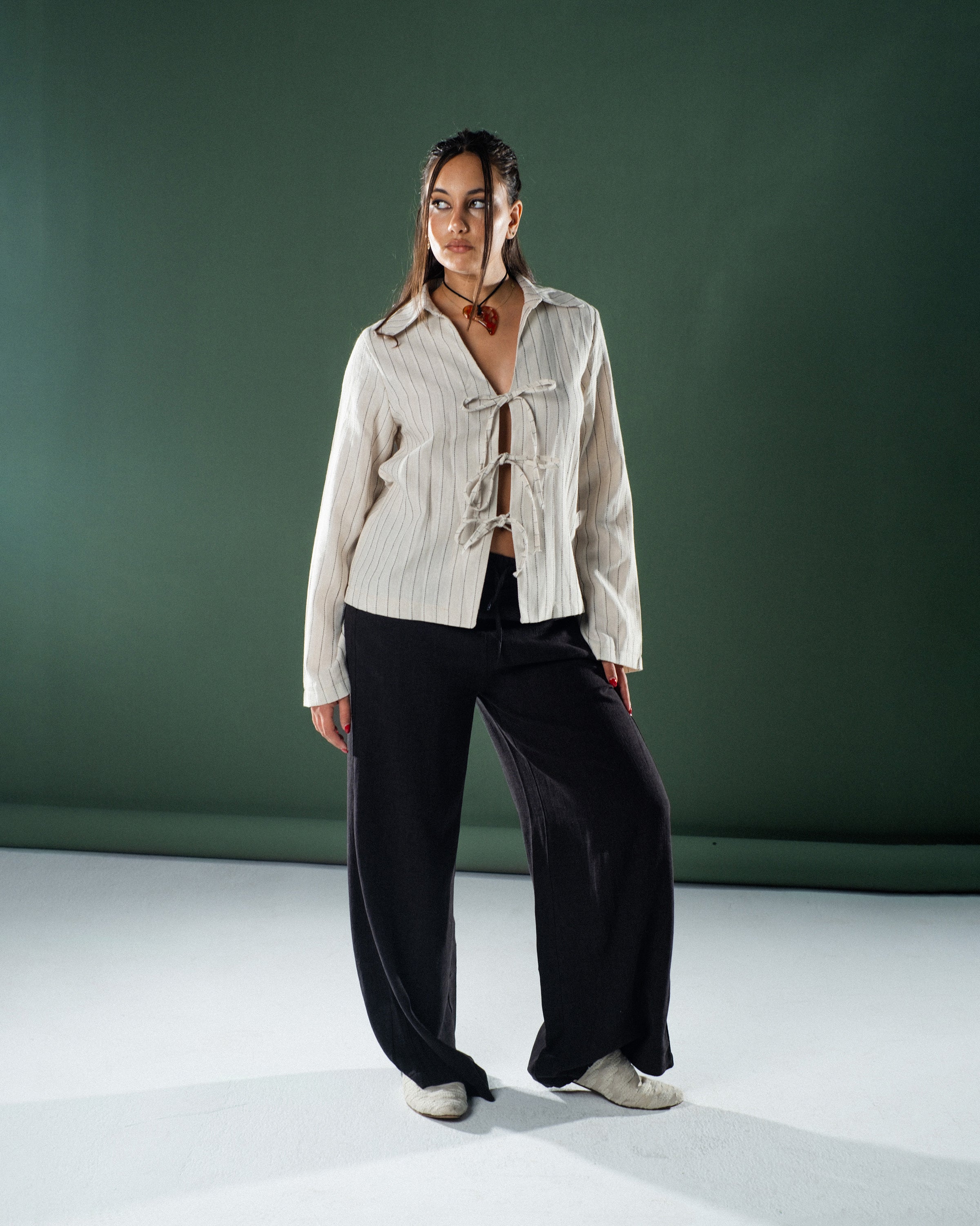 Knot Top - Black in Beige