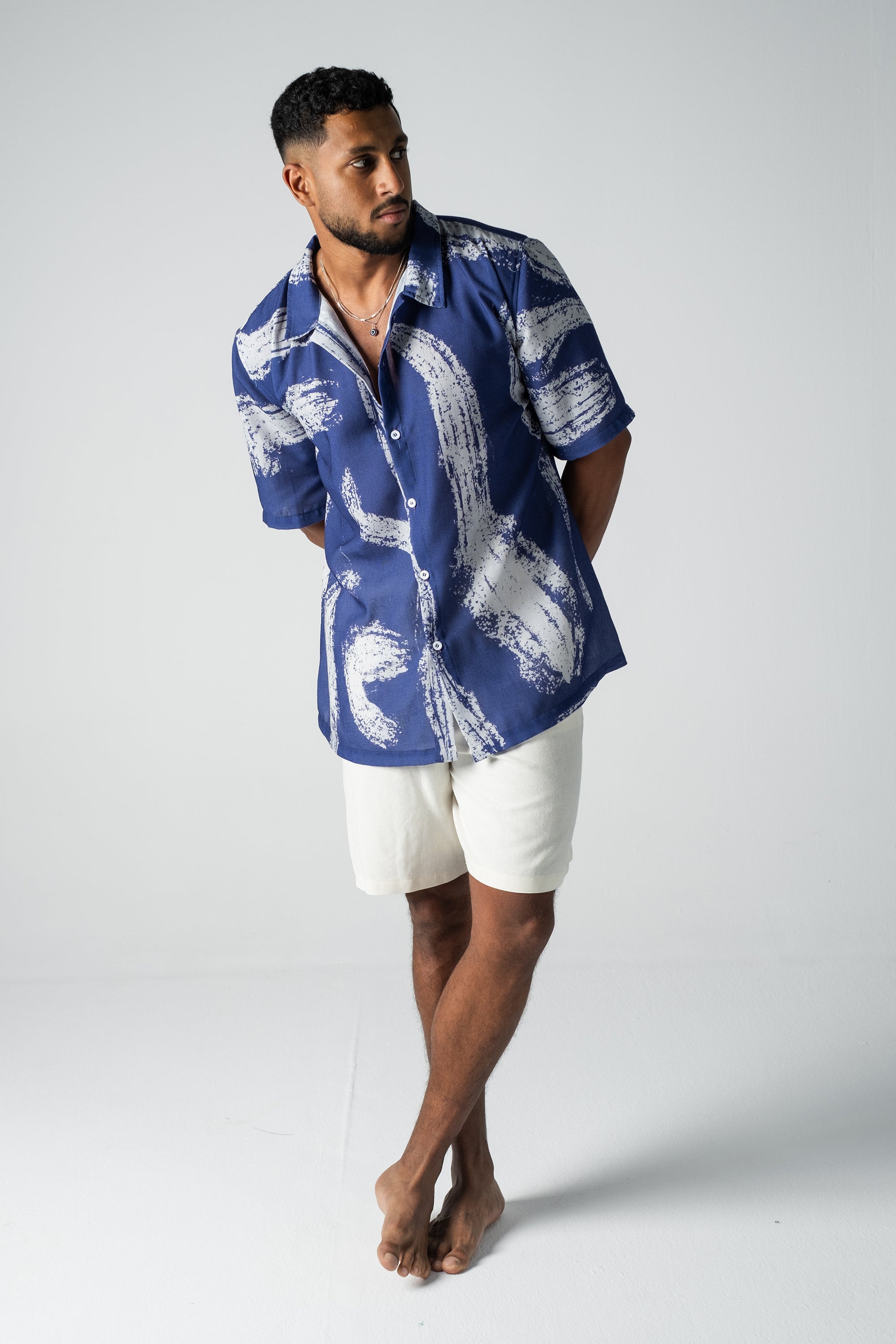 Abstract Print Men Shirt - Blue