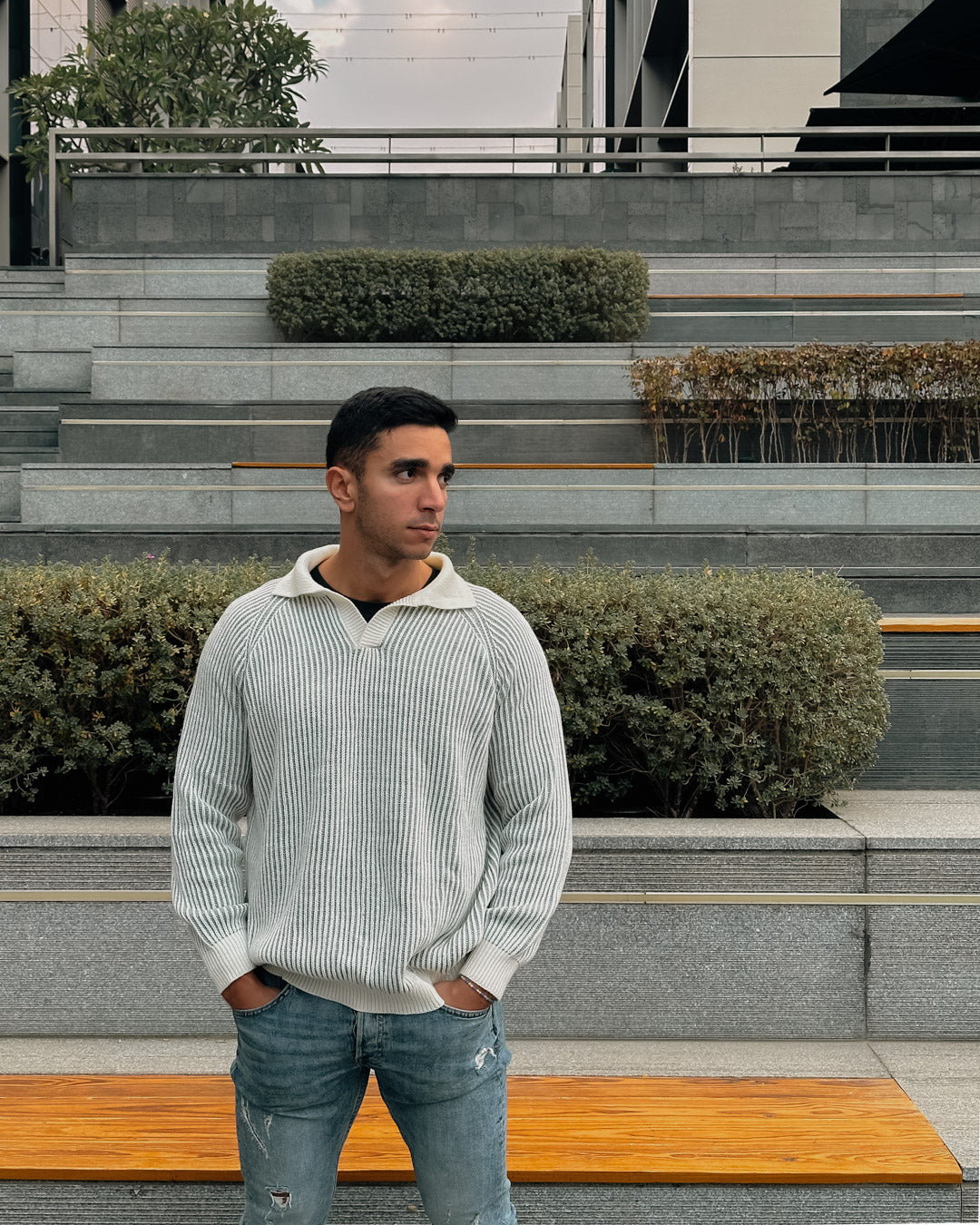 The Minimal Knit for Him - Off-White x Grey