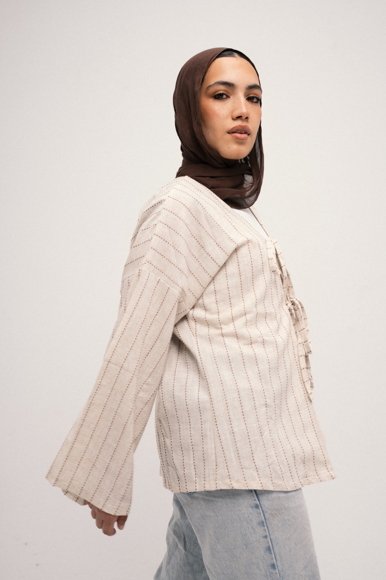 Knot Top - Beige x Brown