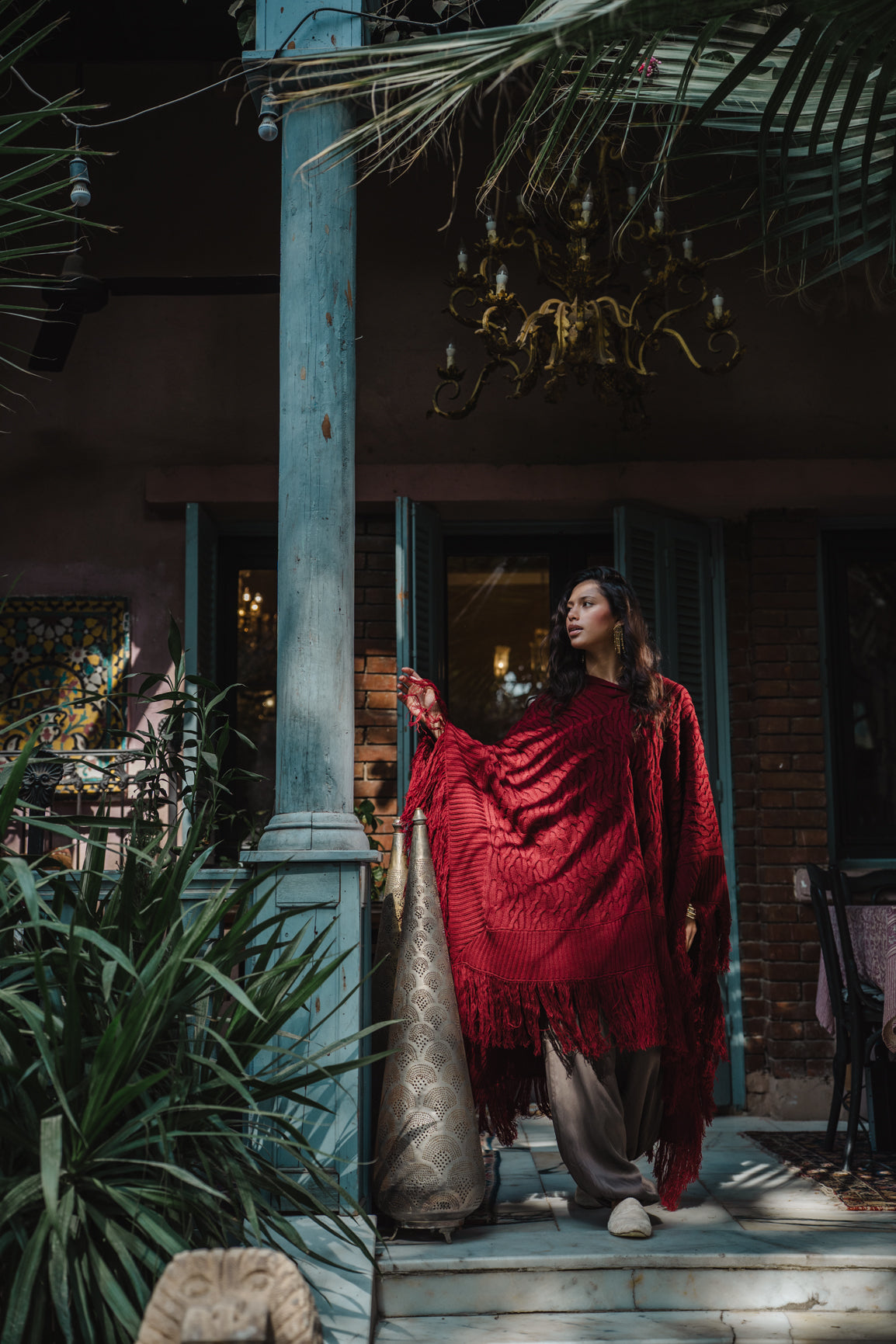 Zoya Poncho - Burgundy