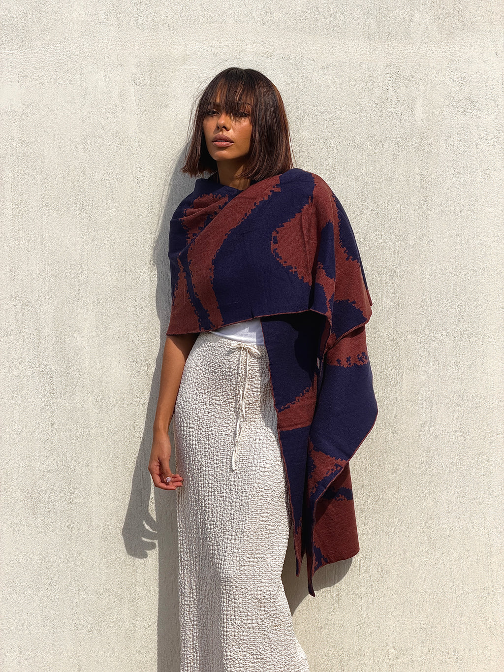 Areeba Scarf- Brown X Navy