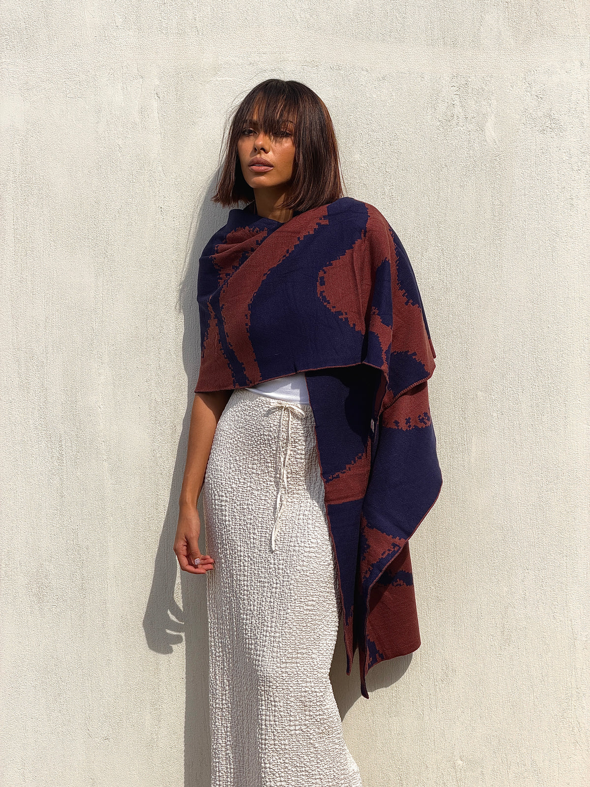 Areeba Scarf- Brown X Navy