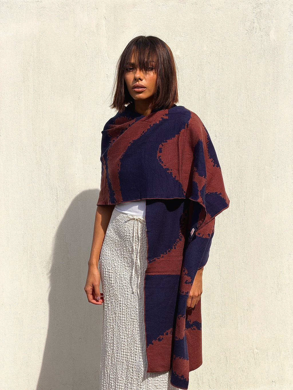 Areeba Scarf- Brown X Navy