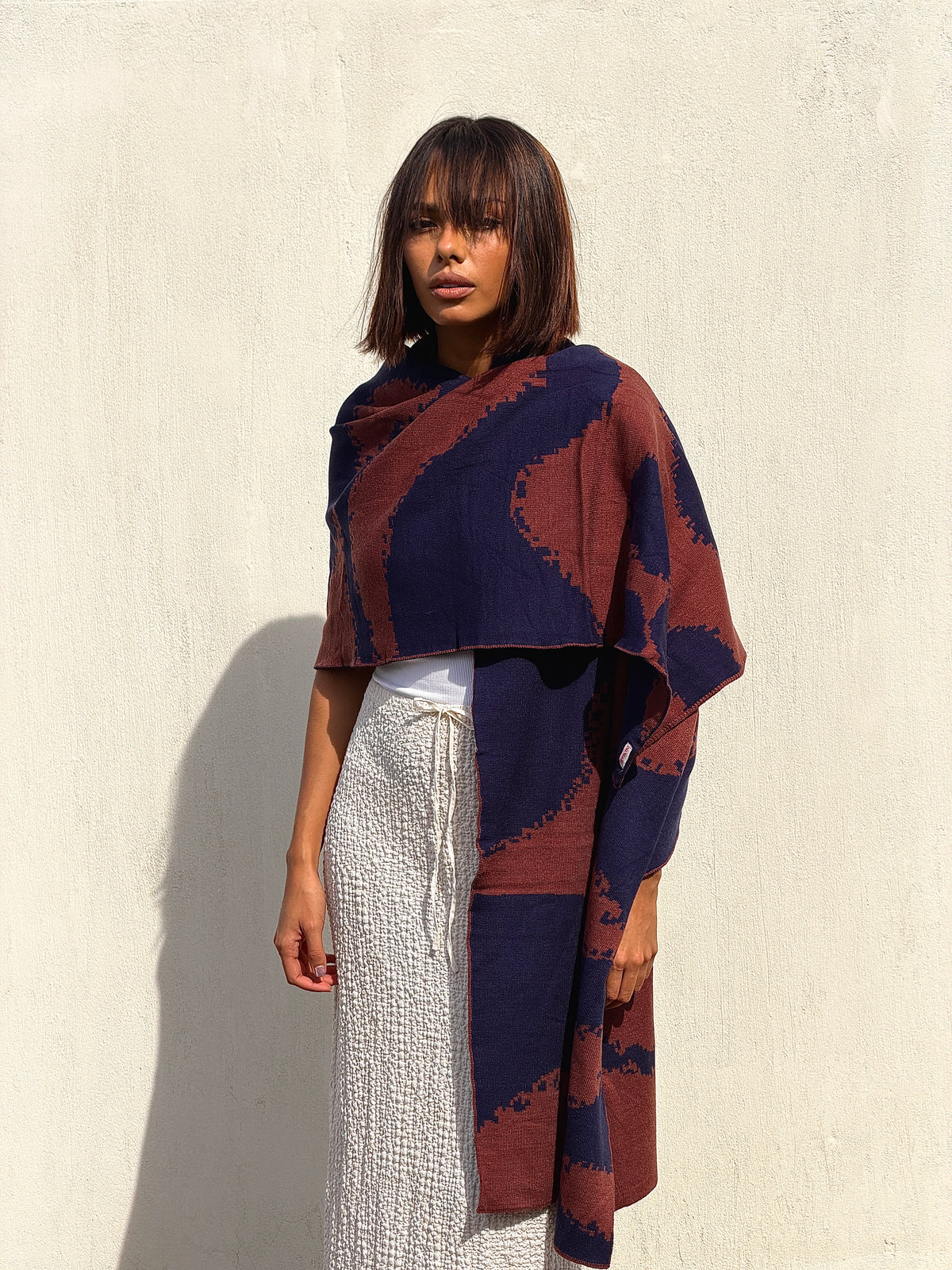 Areeba Scarf- Brown X Navy