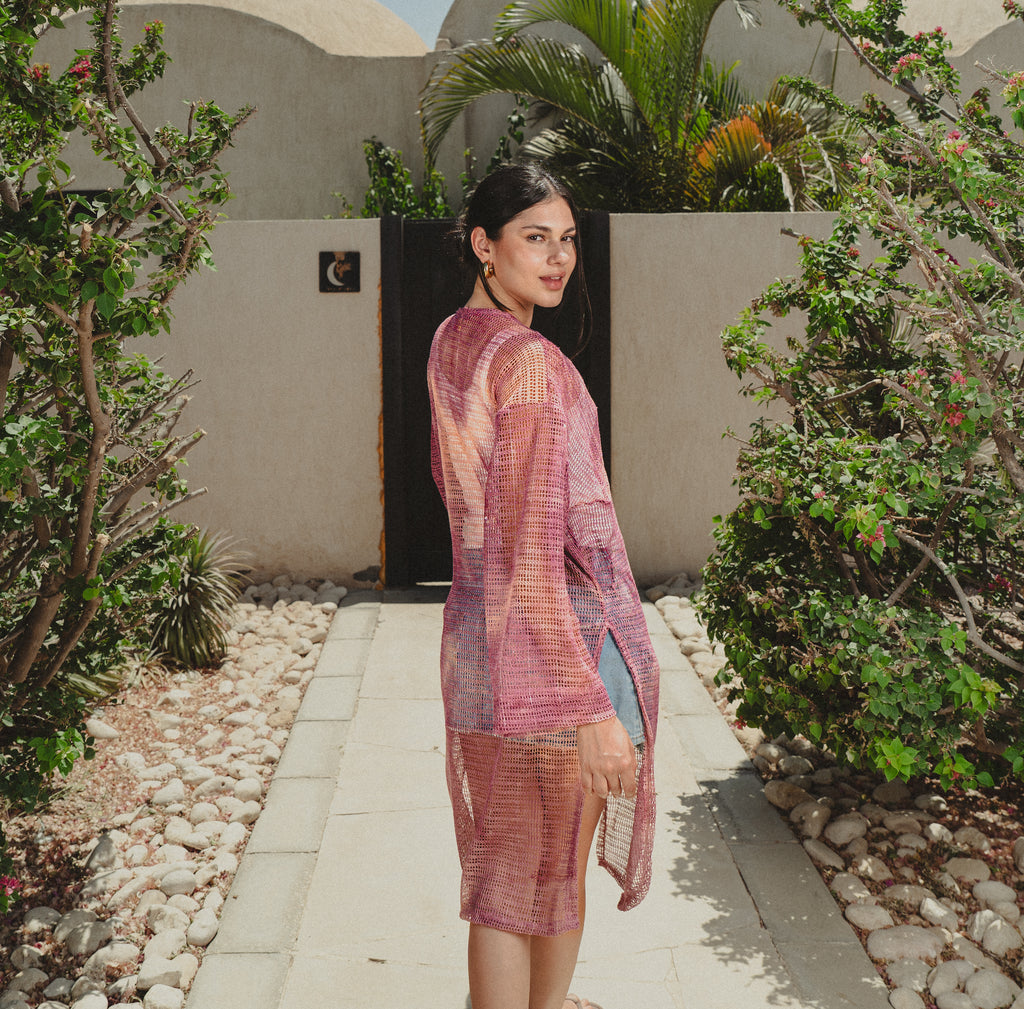 Shades of pink knotted Kimono