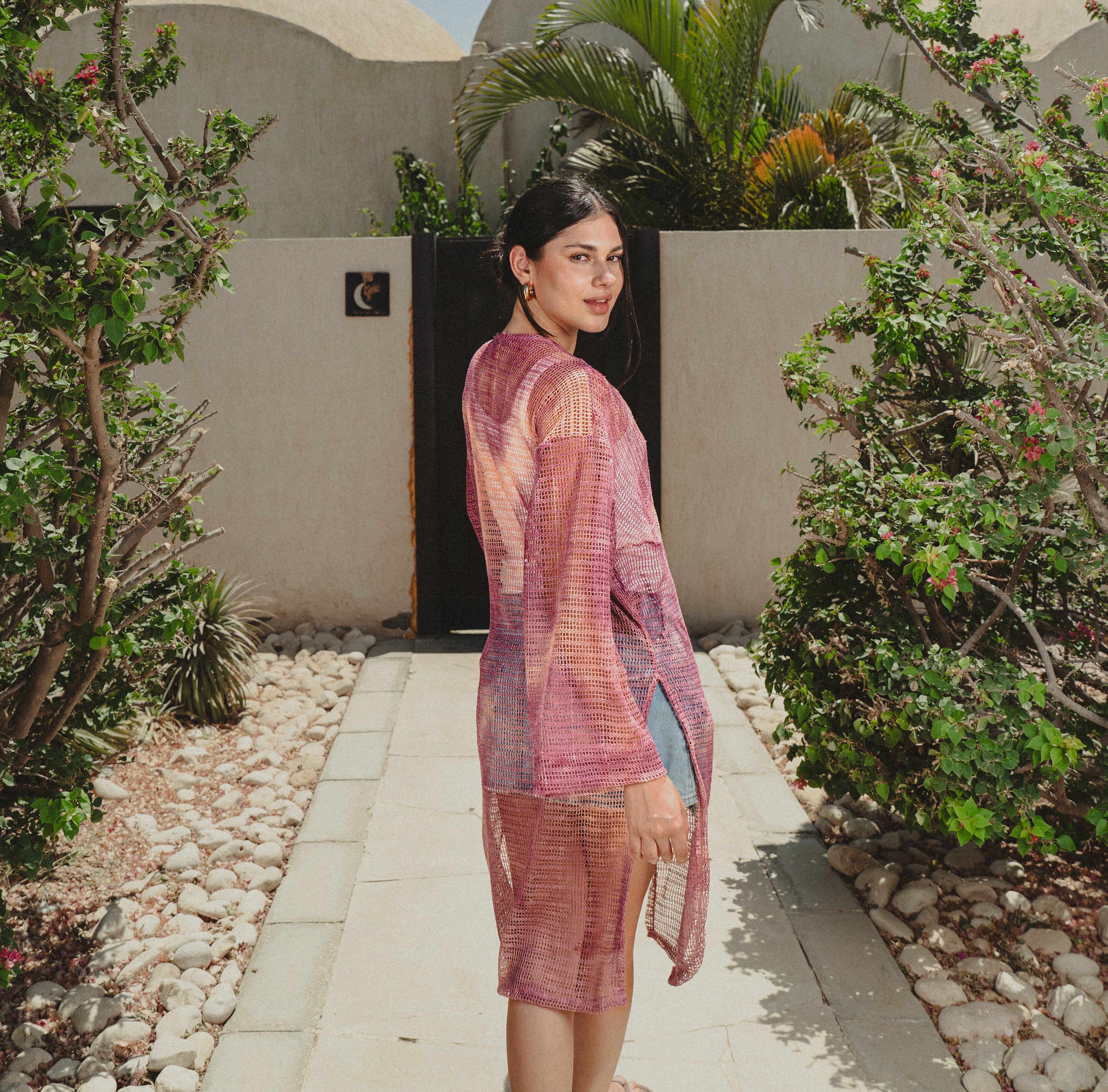 Shades of pink knotted Kimono