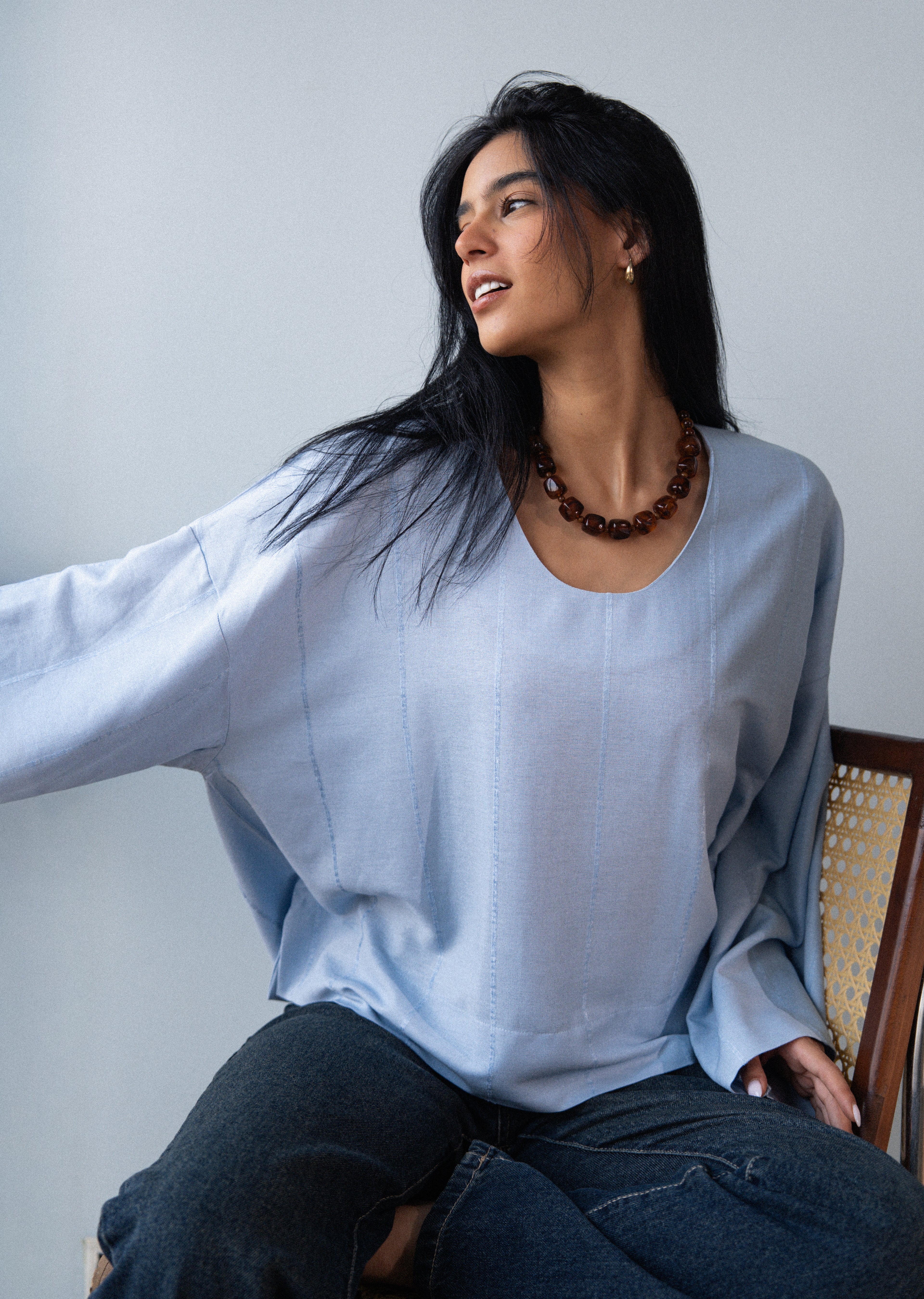 Candy Linen Top - Light Blue