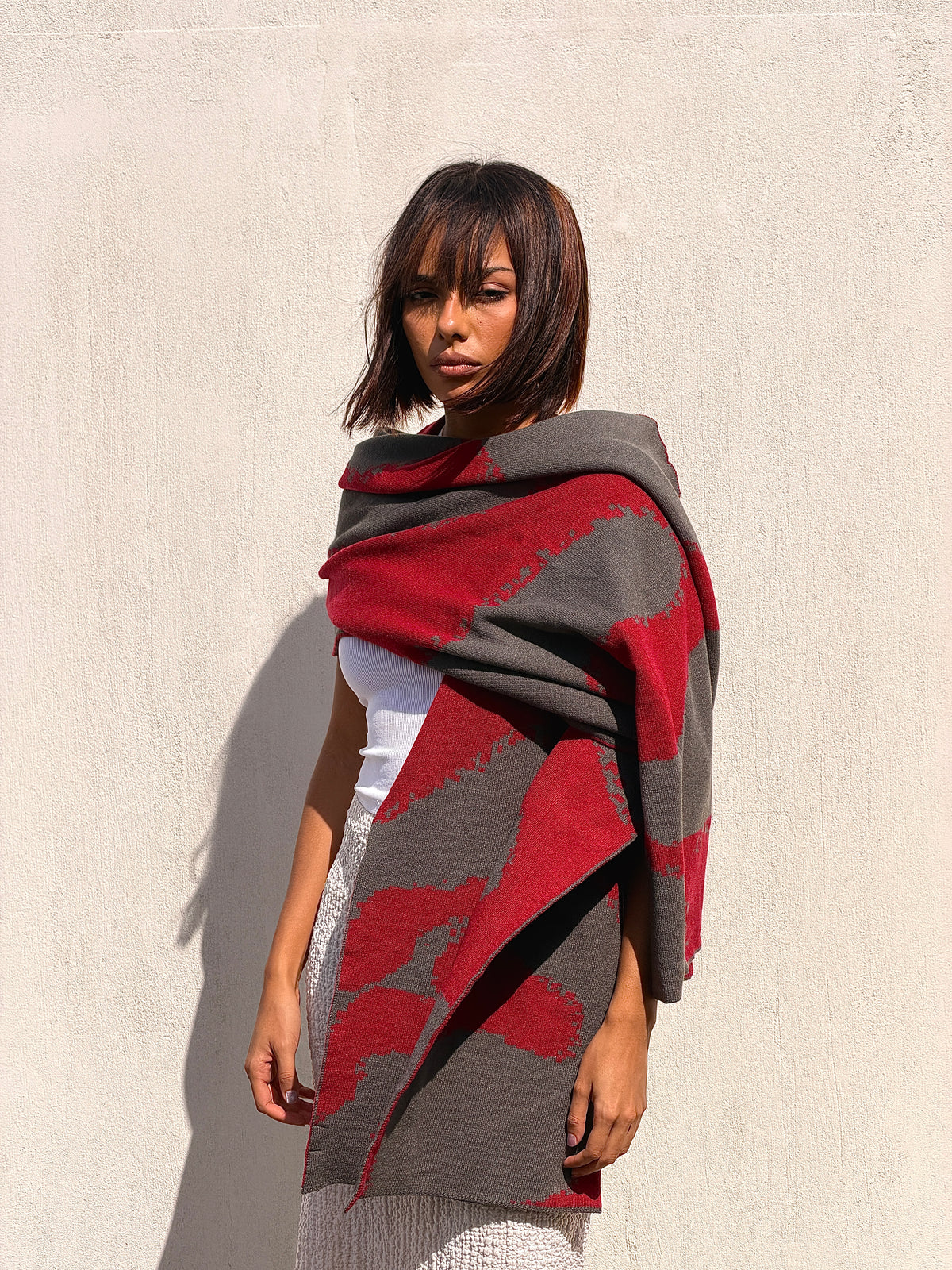 Areeba Scarf - Olive X Maroon