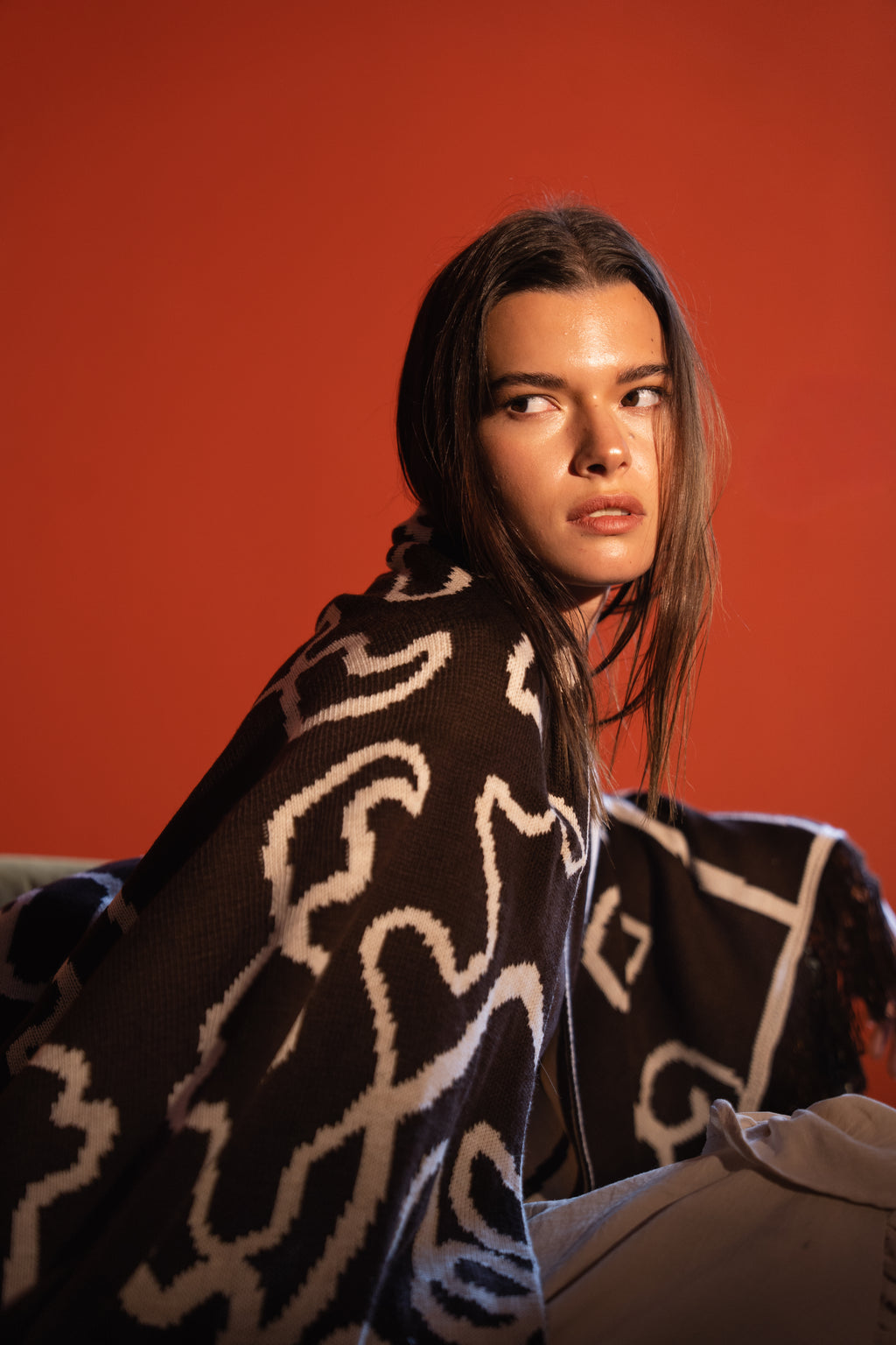 Elm Scarf Brown x Light Beige