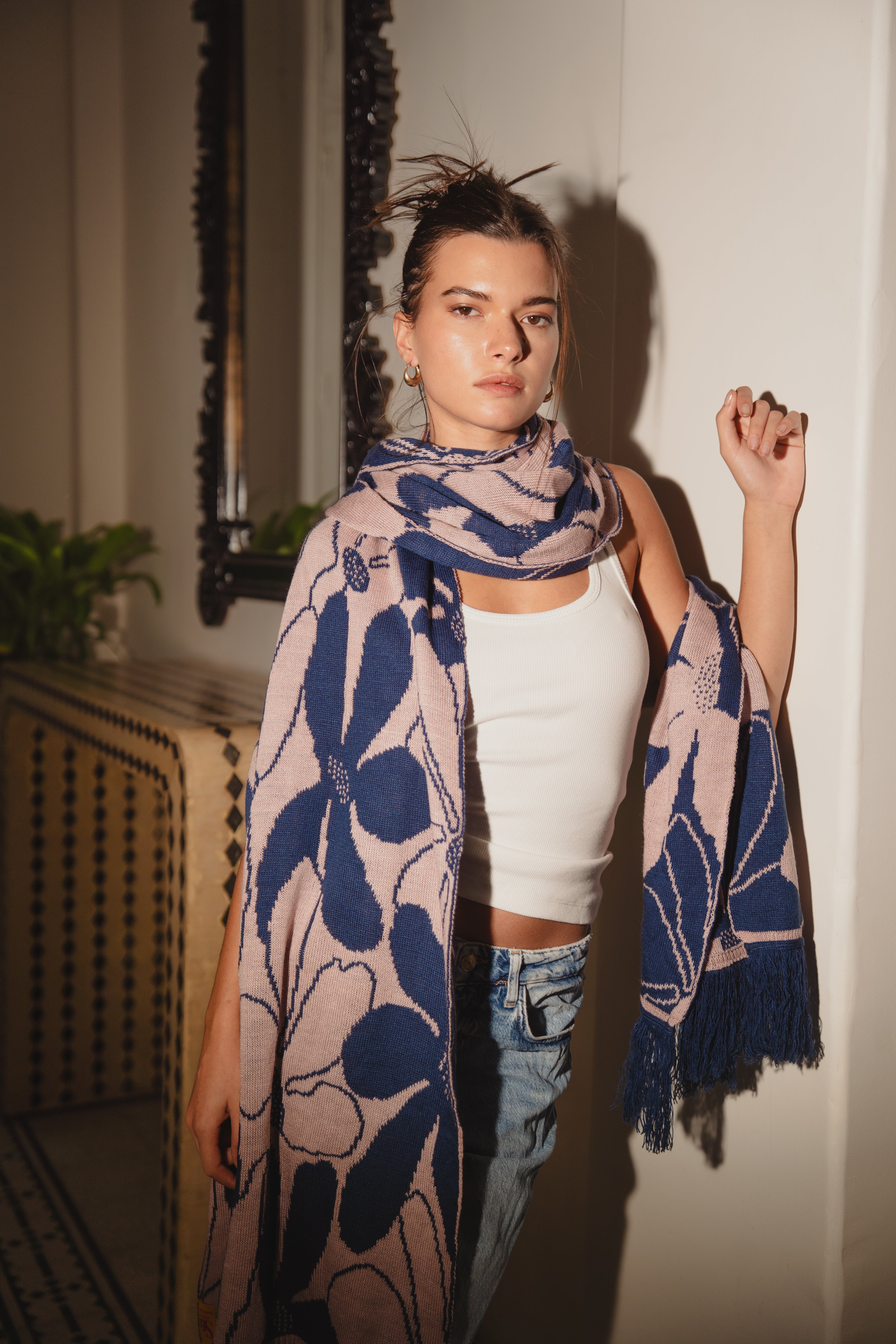 Sienna Scarf Dark Blue x Rose