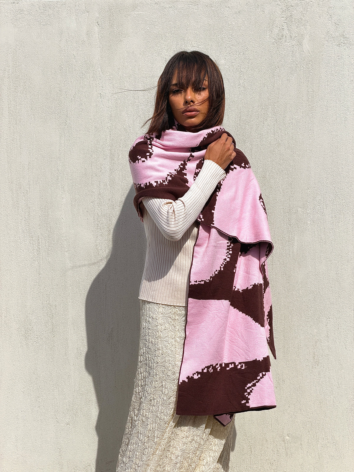 Areeba Scarf - Brown X Pink