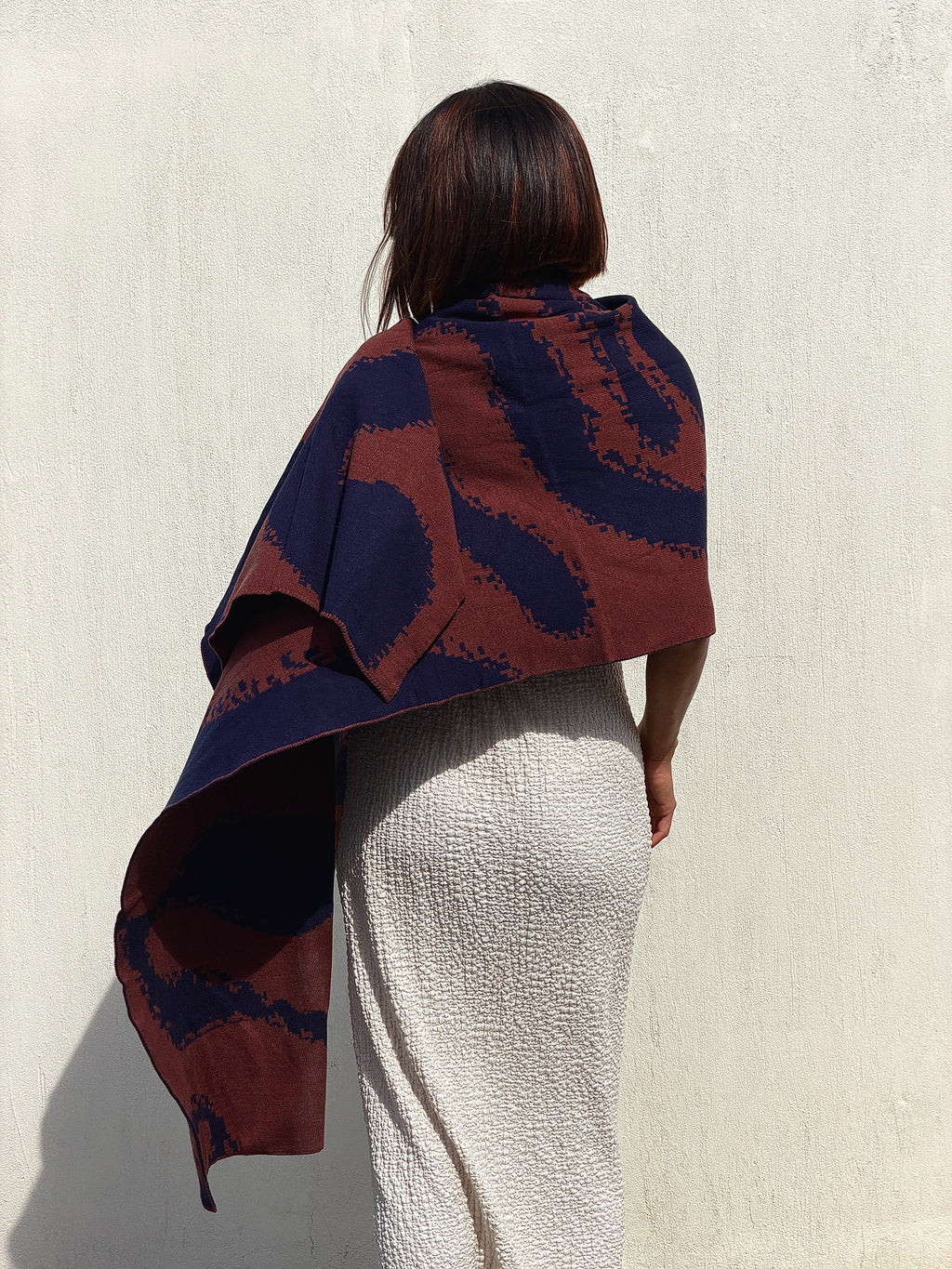 Areeba Scarf- Brown X Navy
