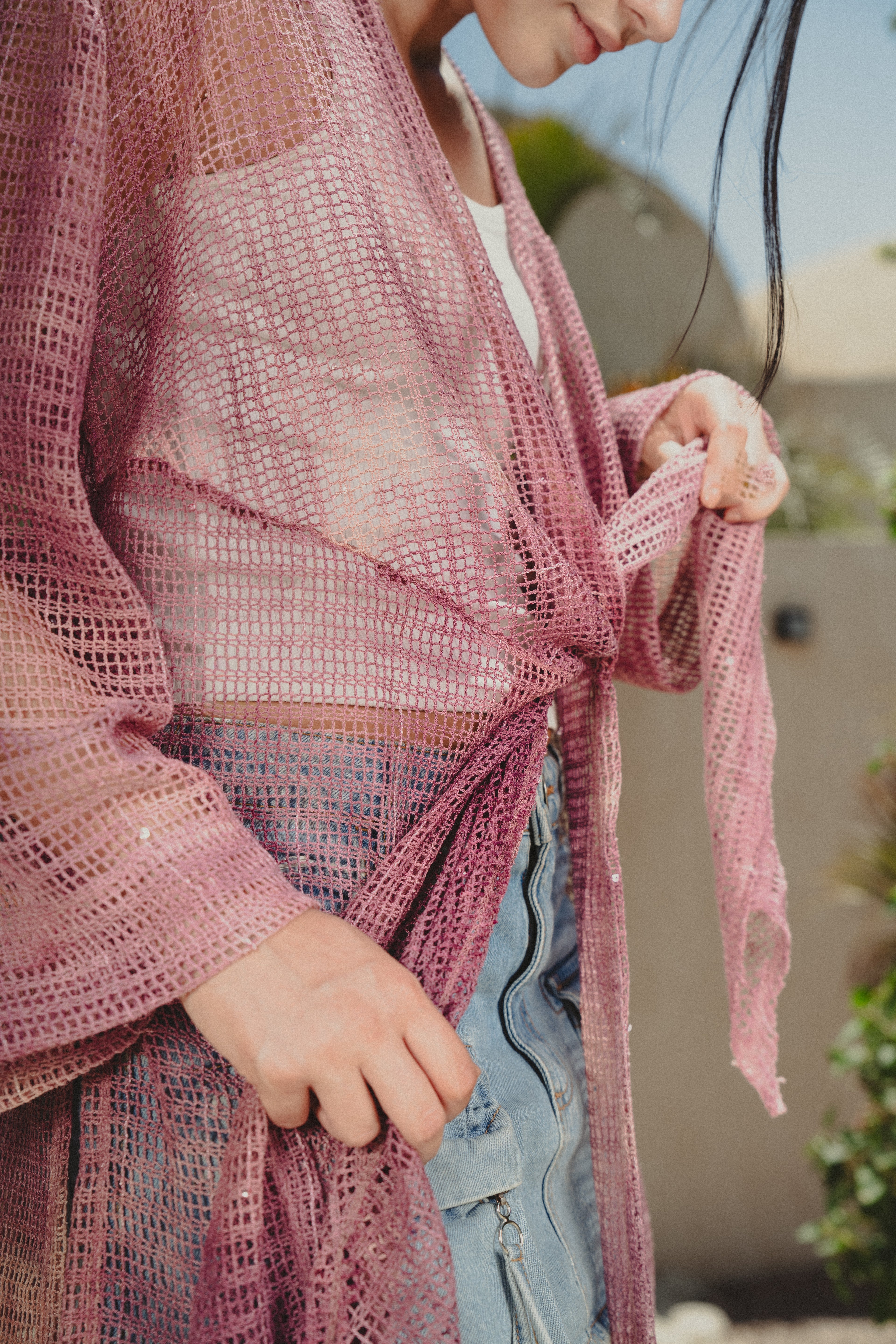 Shades of pink knotted Kimono