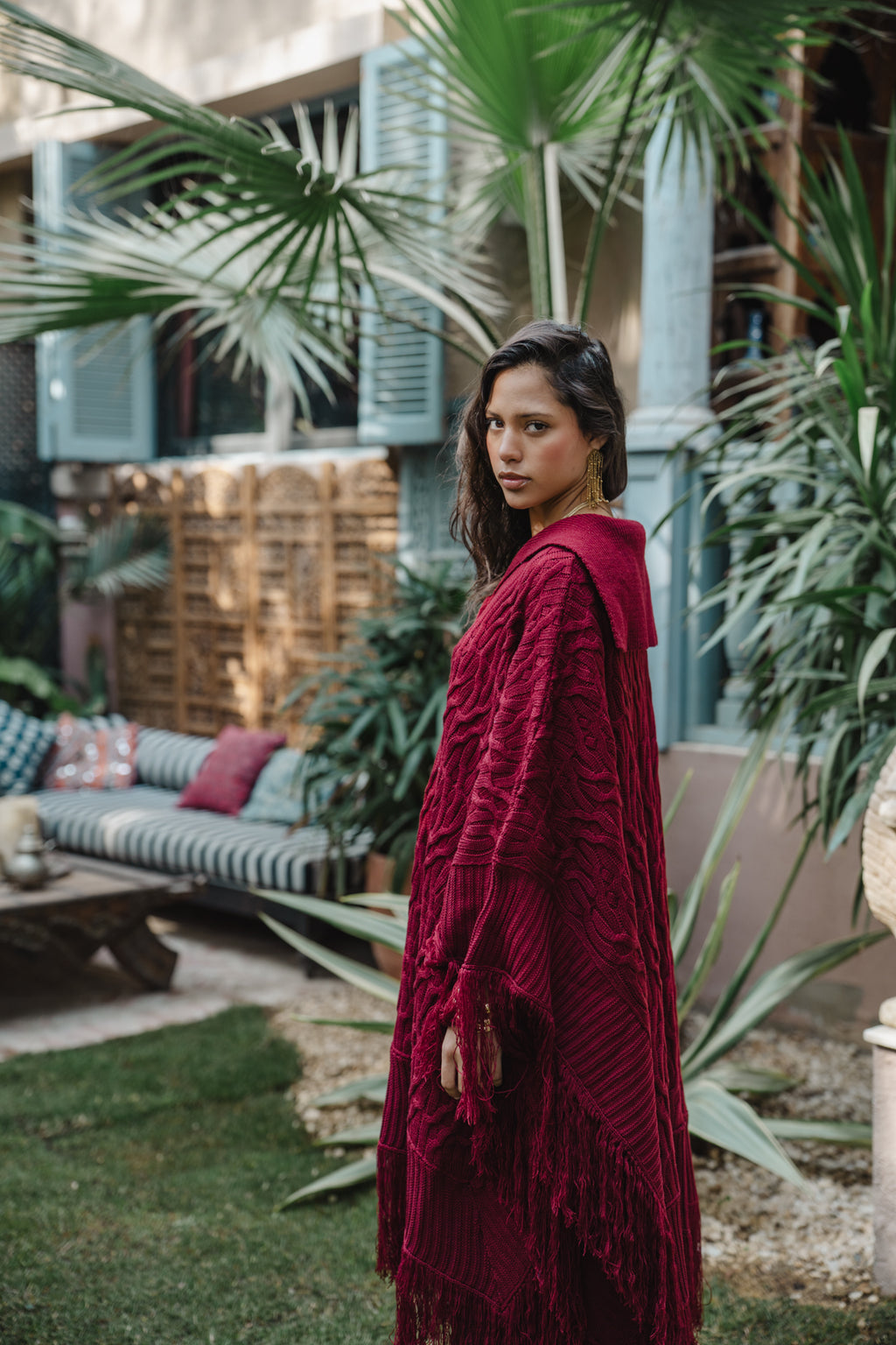 Zoya Poncho - Burgundy