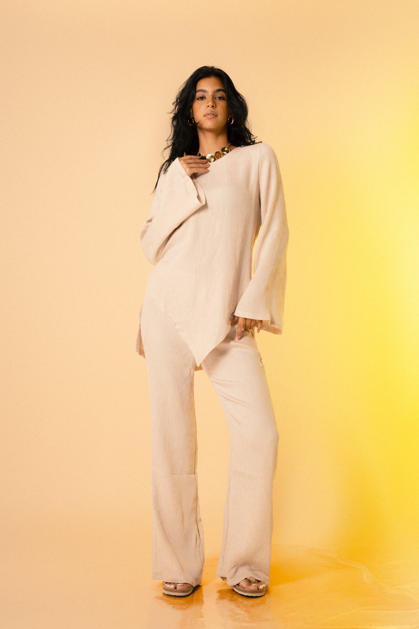 Earthen Flow Top - Light Beige