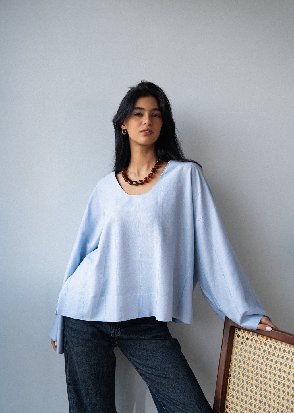 Candy Linen Top - Light Blue