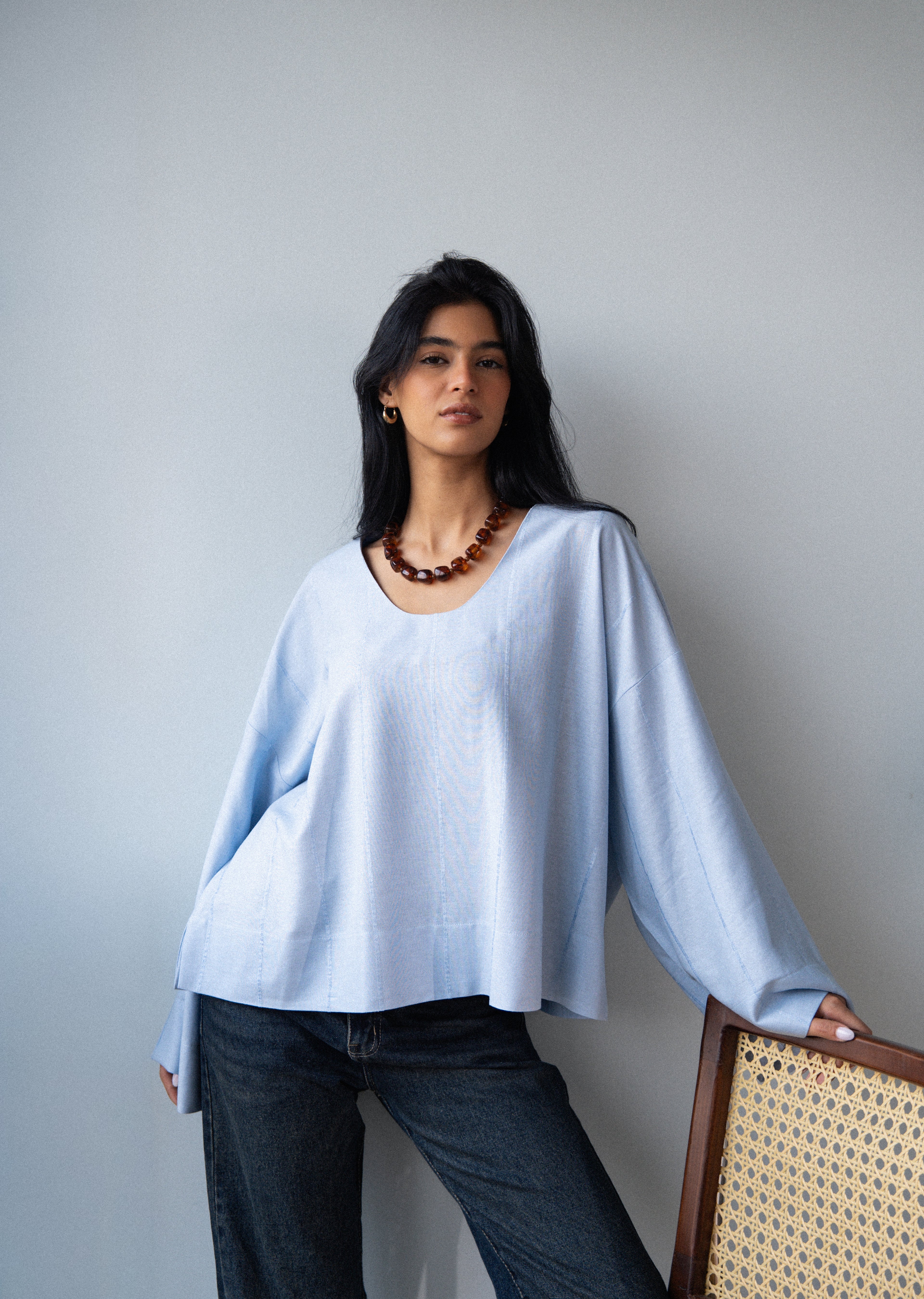 Candy Linen Top - Light Blue
