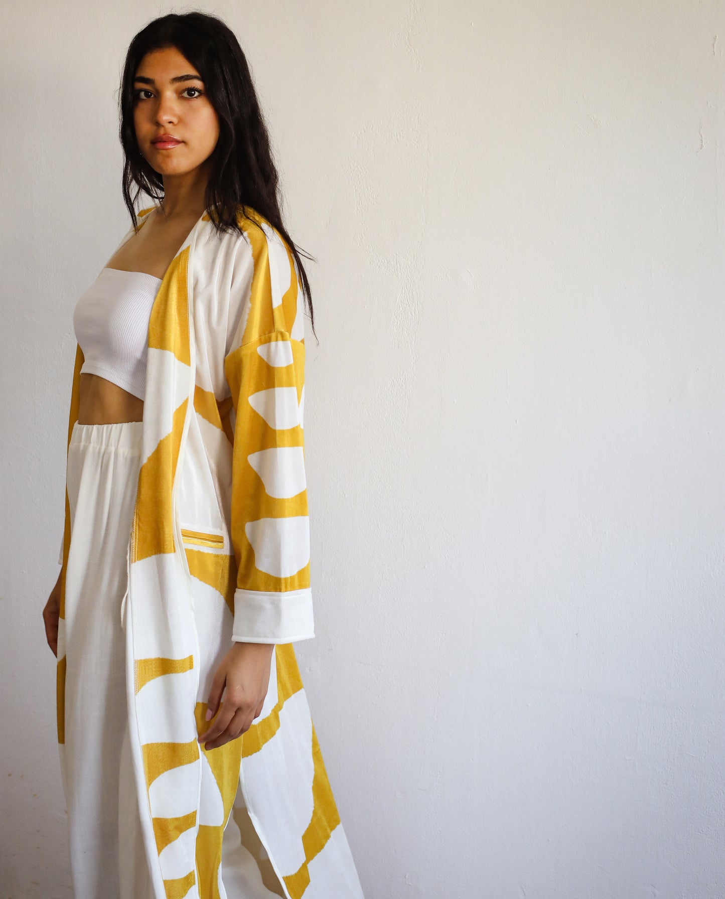 Pot Velvet Kimono - Sand Yellow