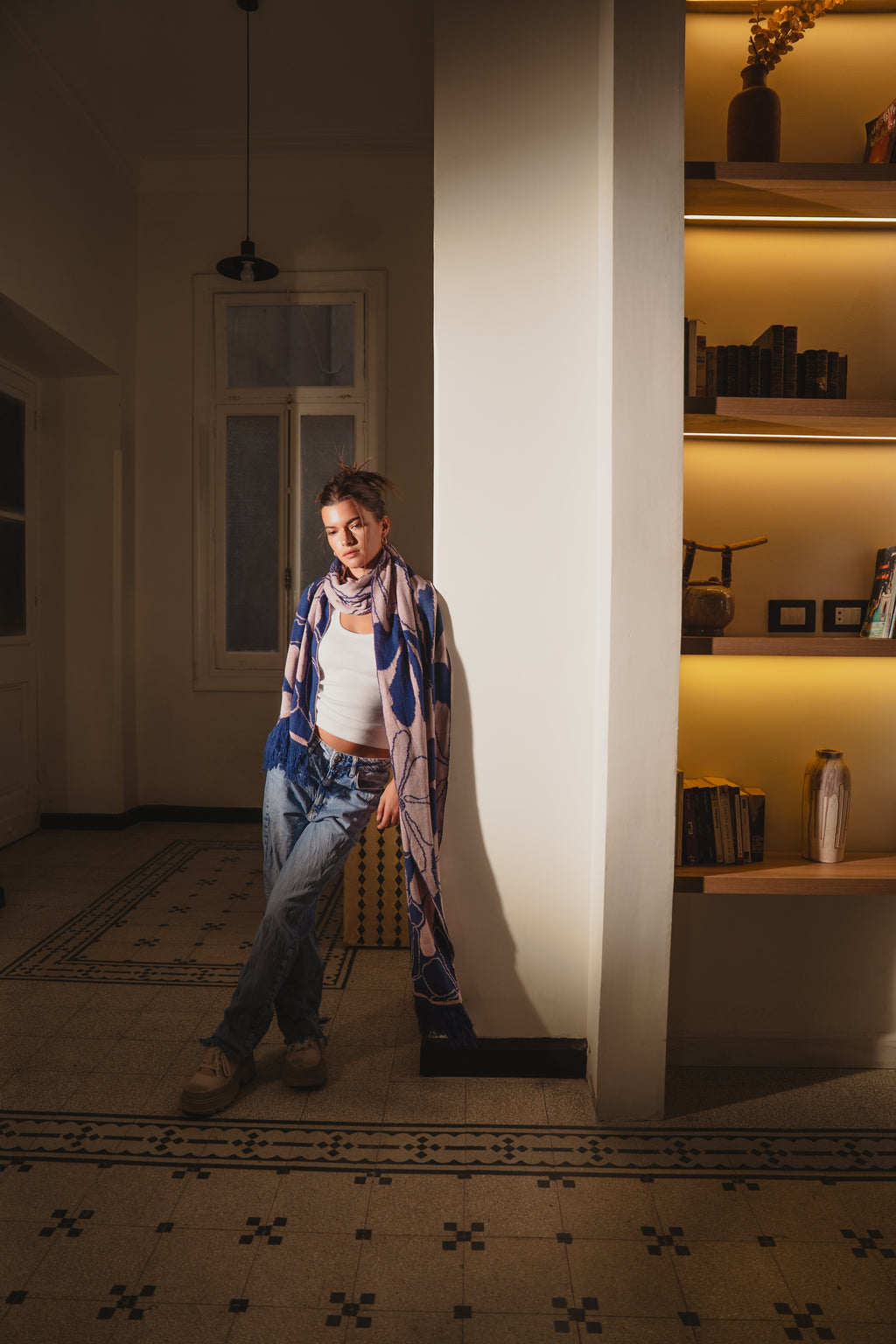 Sienna Scarf Dark Blue x Rose