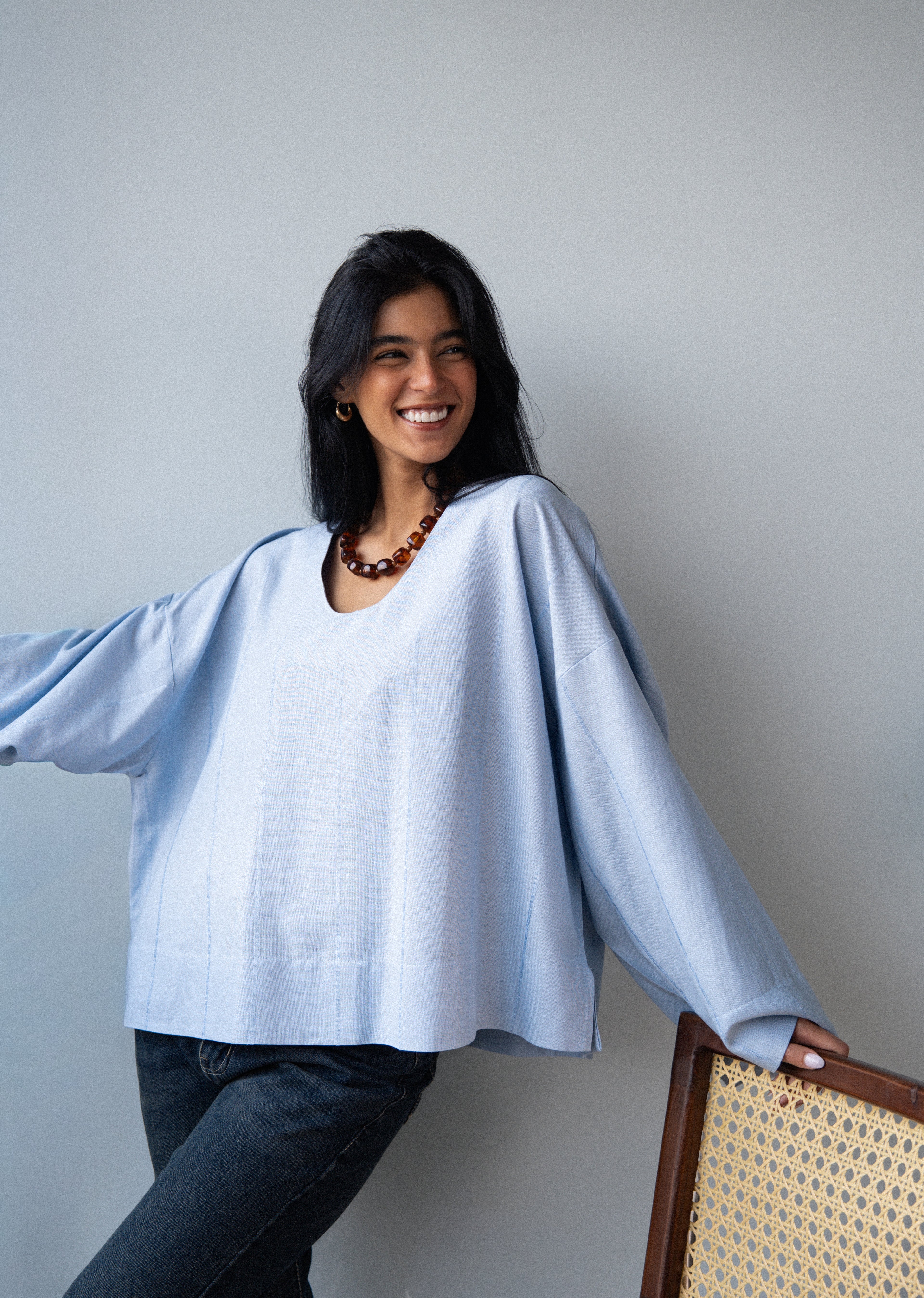 Candy Linen Top - Light Blue