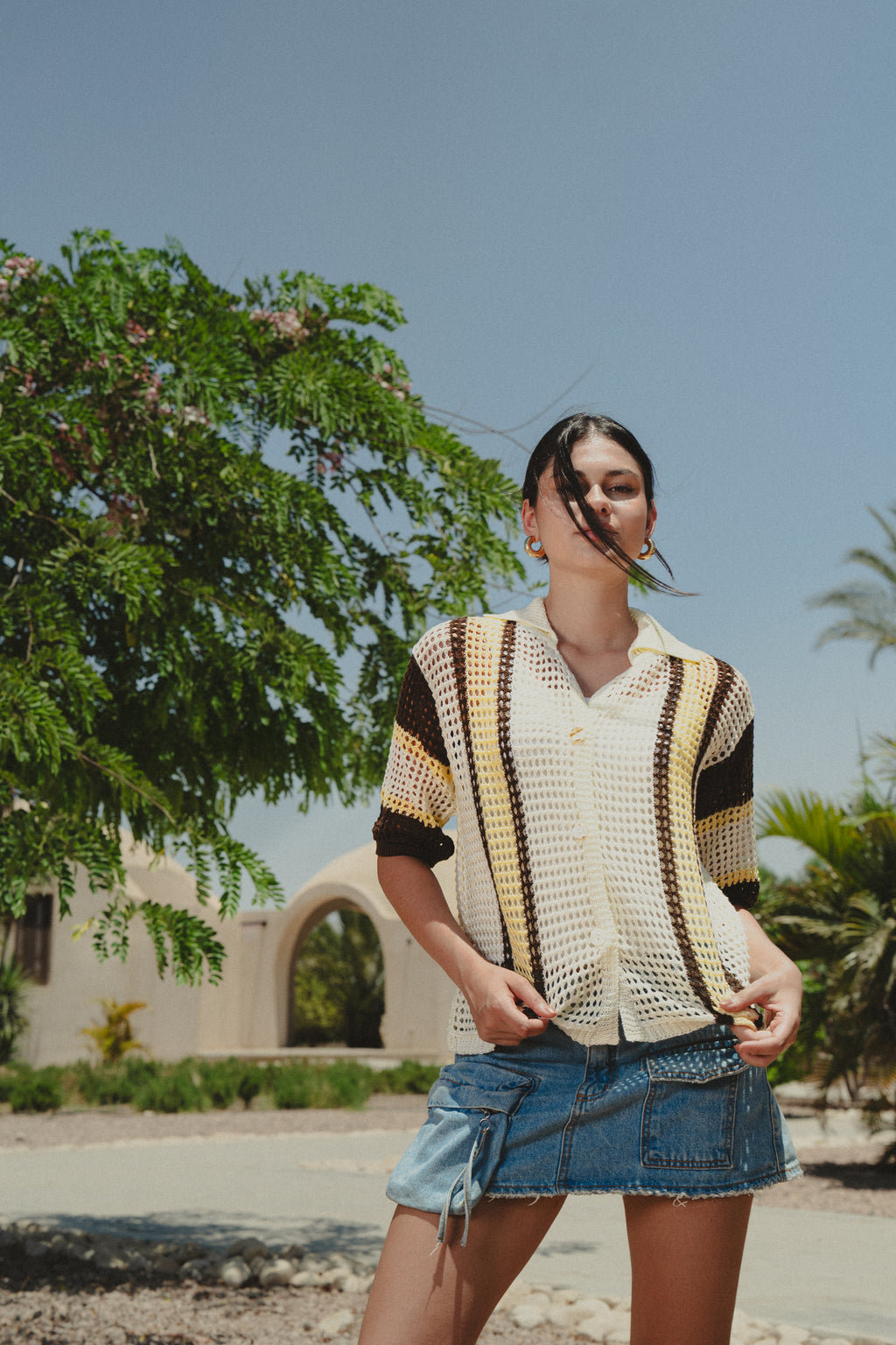 Multicolor crochet shirt