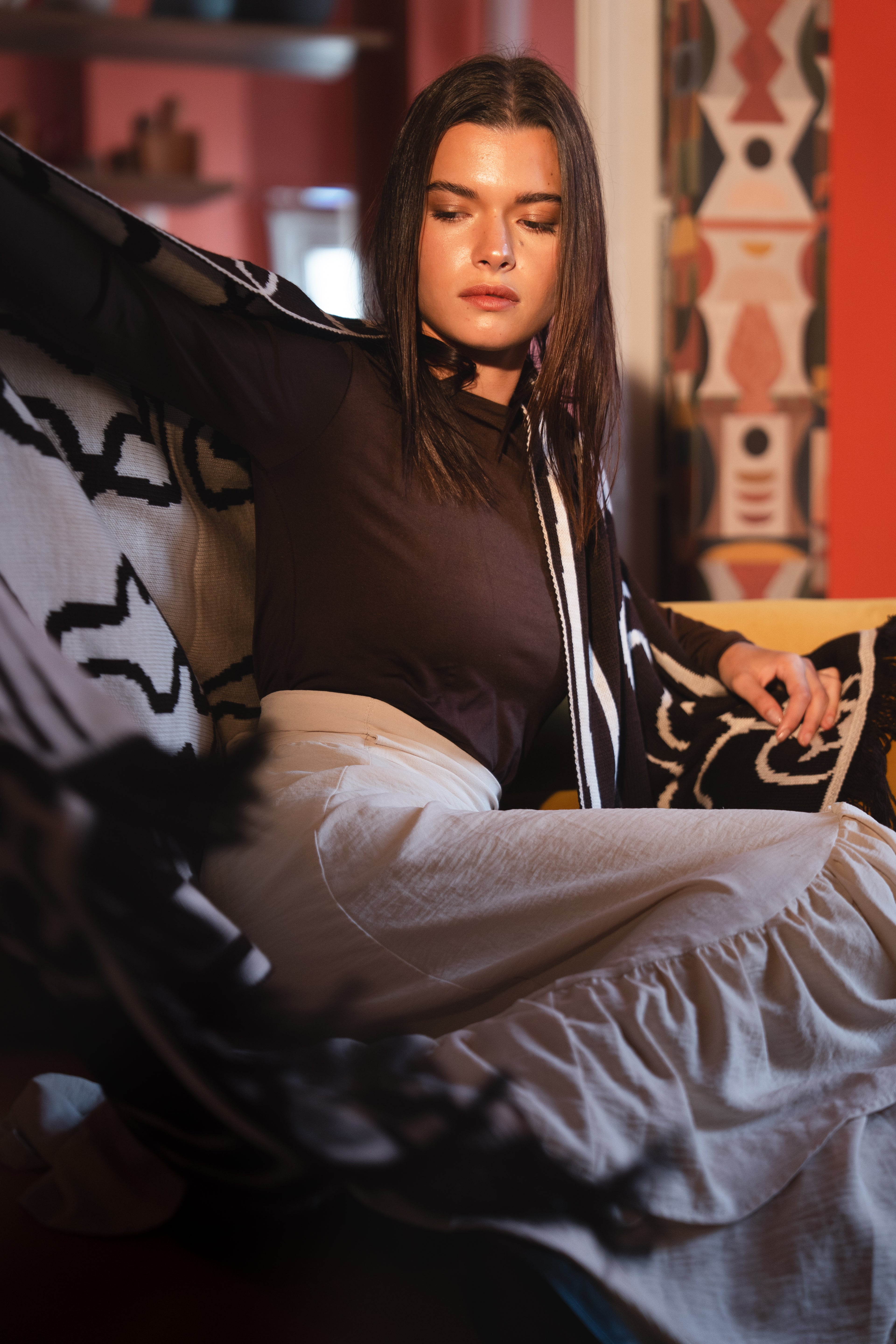 Elm Scarf Brown x Light Beige