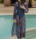 Sunny mesh coverup - blue & burgundy