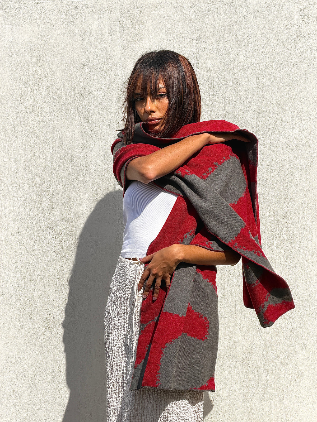 Areeba Scarf - Olive X Maroon