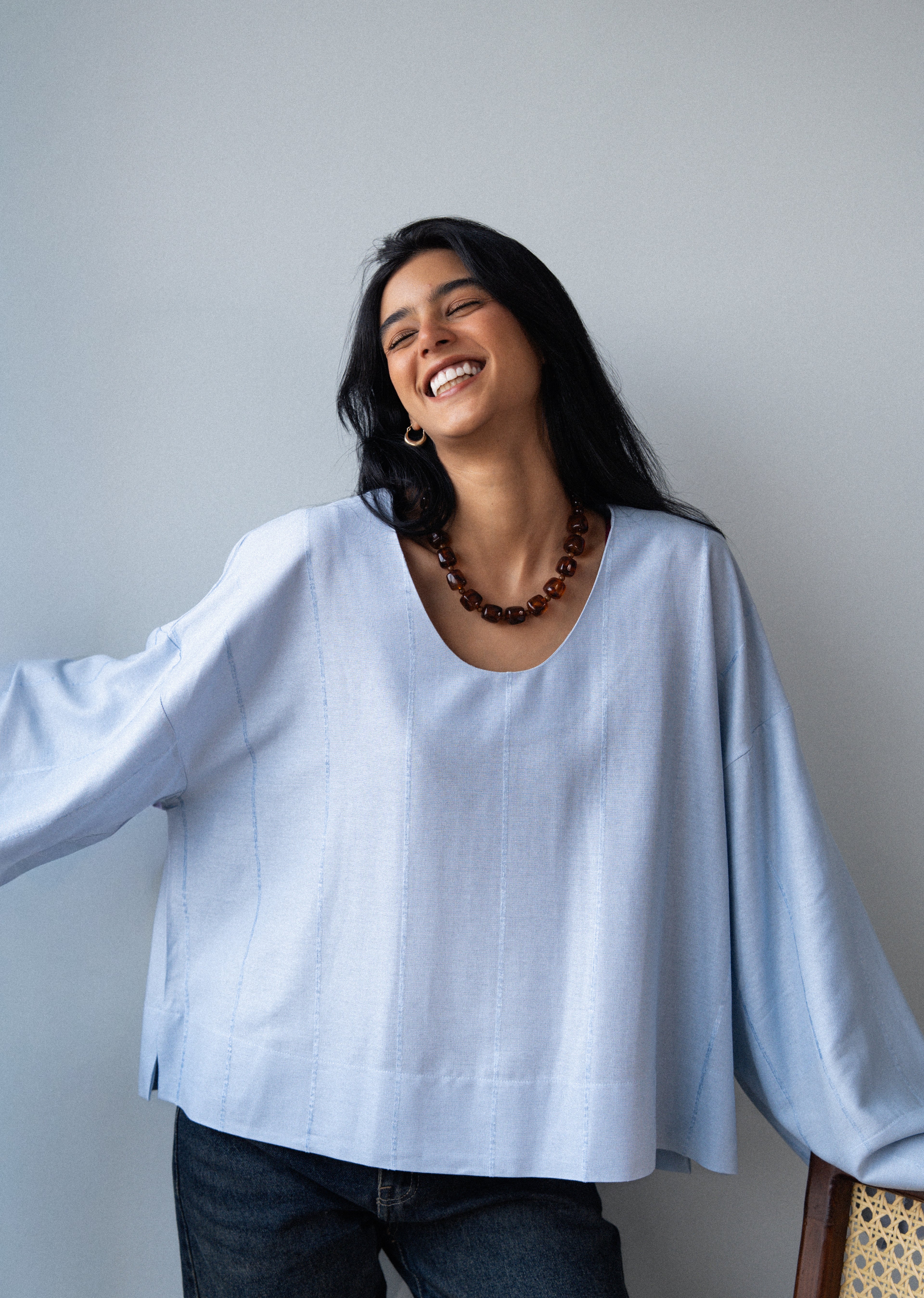 Candy Linen Top - Light Blue