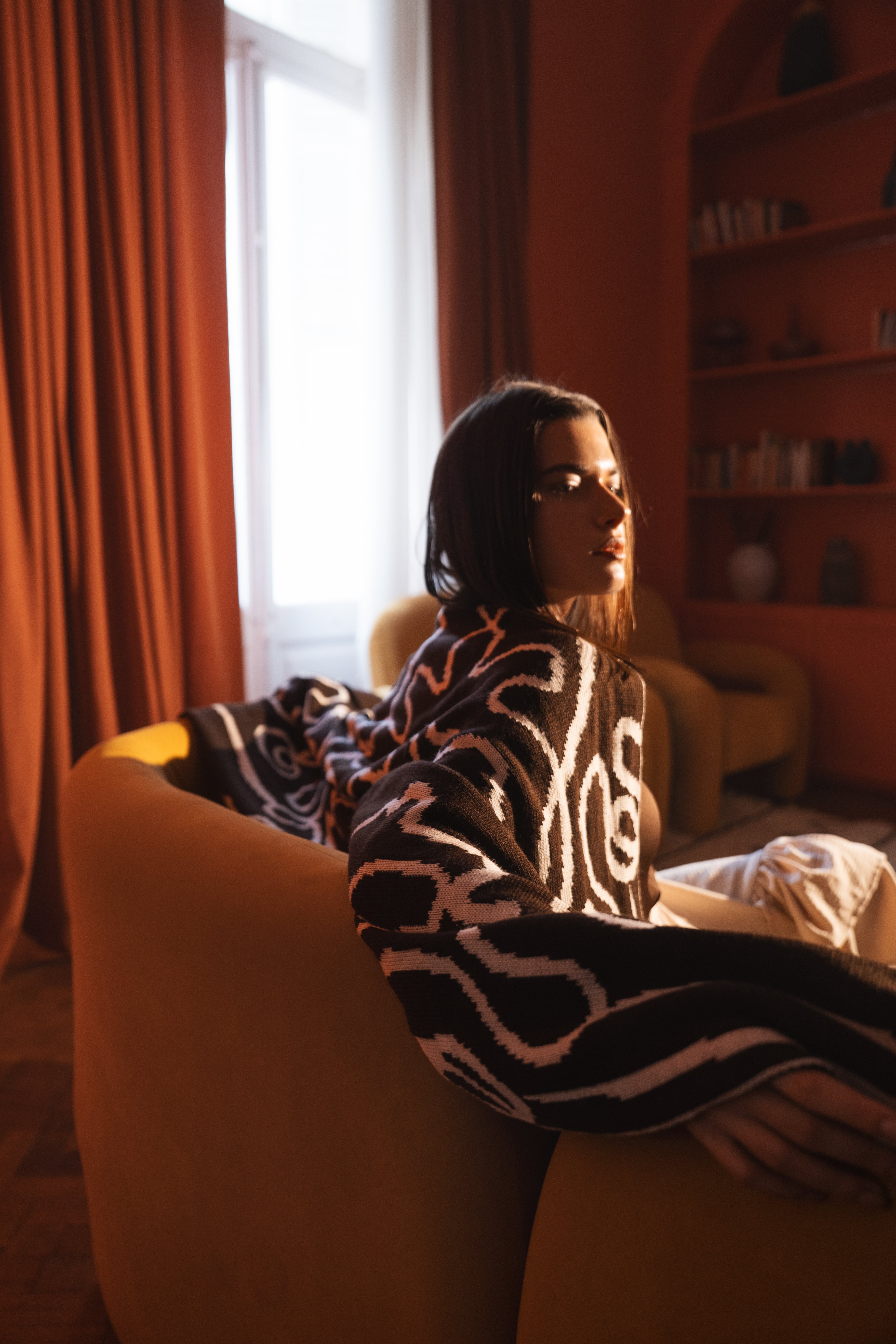 Elm Scarf Brown x Light Beige