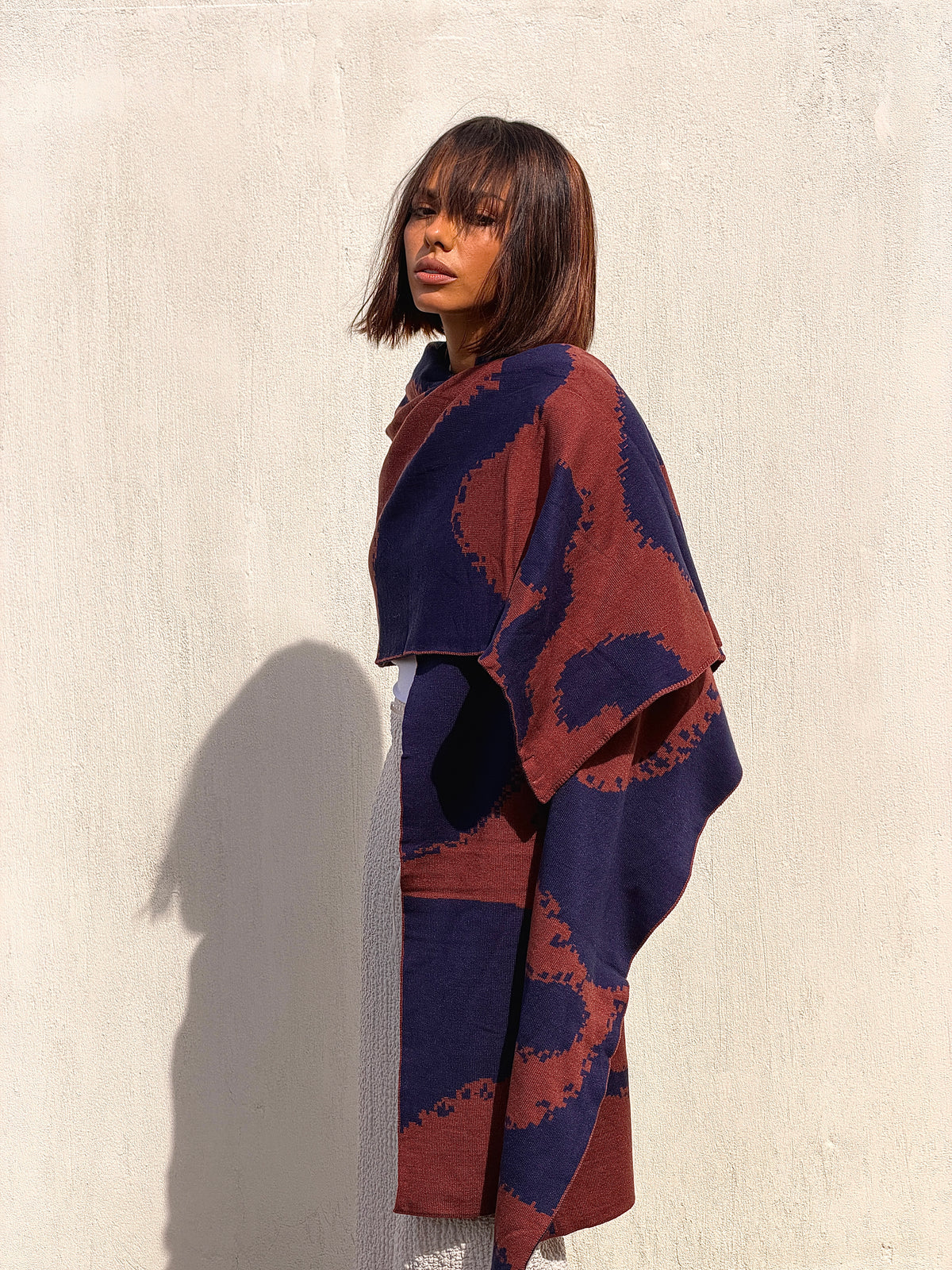 Areeba Scarf- Brown X Navy