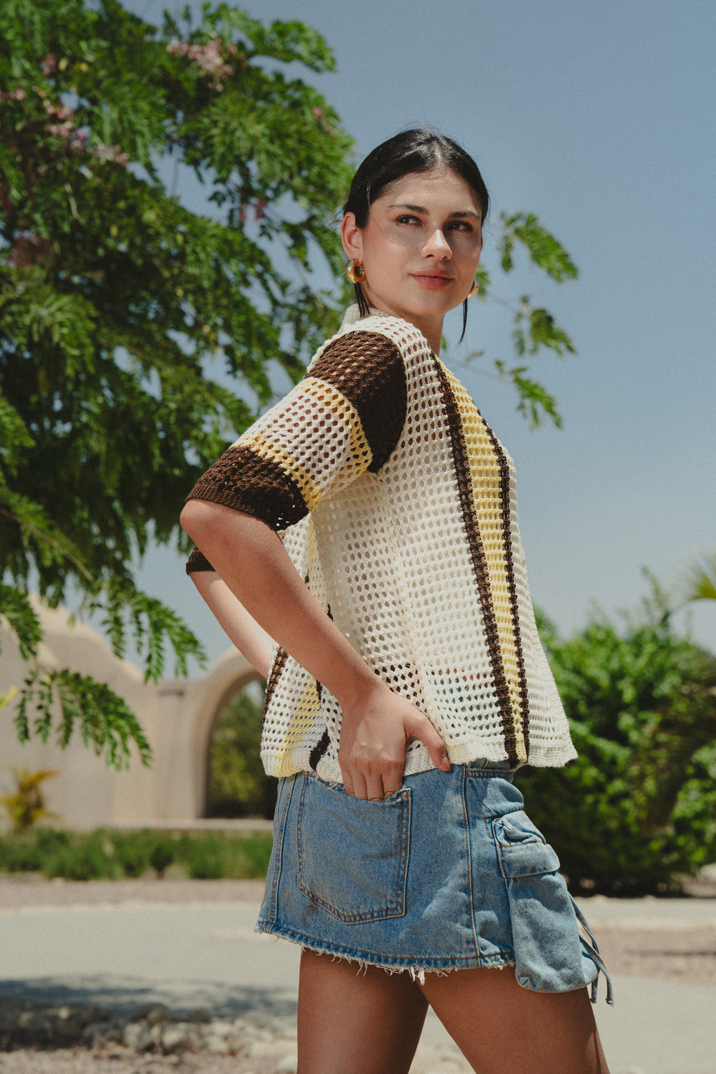 Multicolor crochet shirt