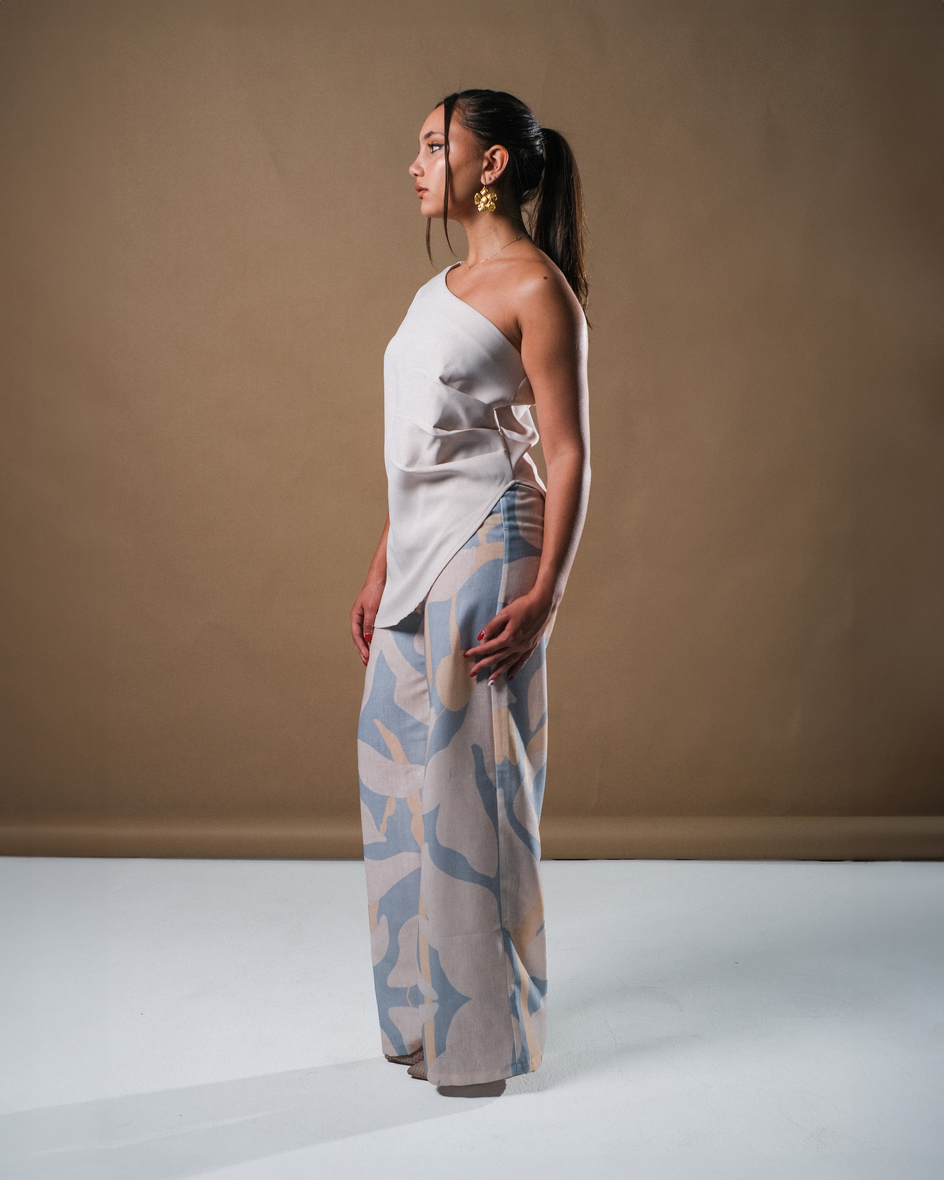 One Shoulder Top - Beige