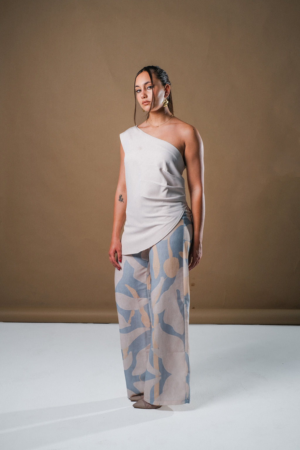 One Shoulder Top - Beige