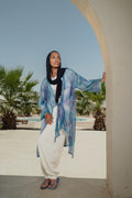 Shades of blue knotted Kimono