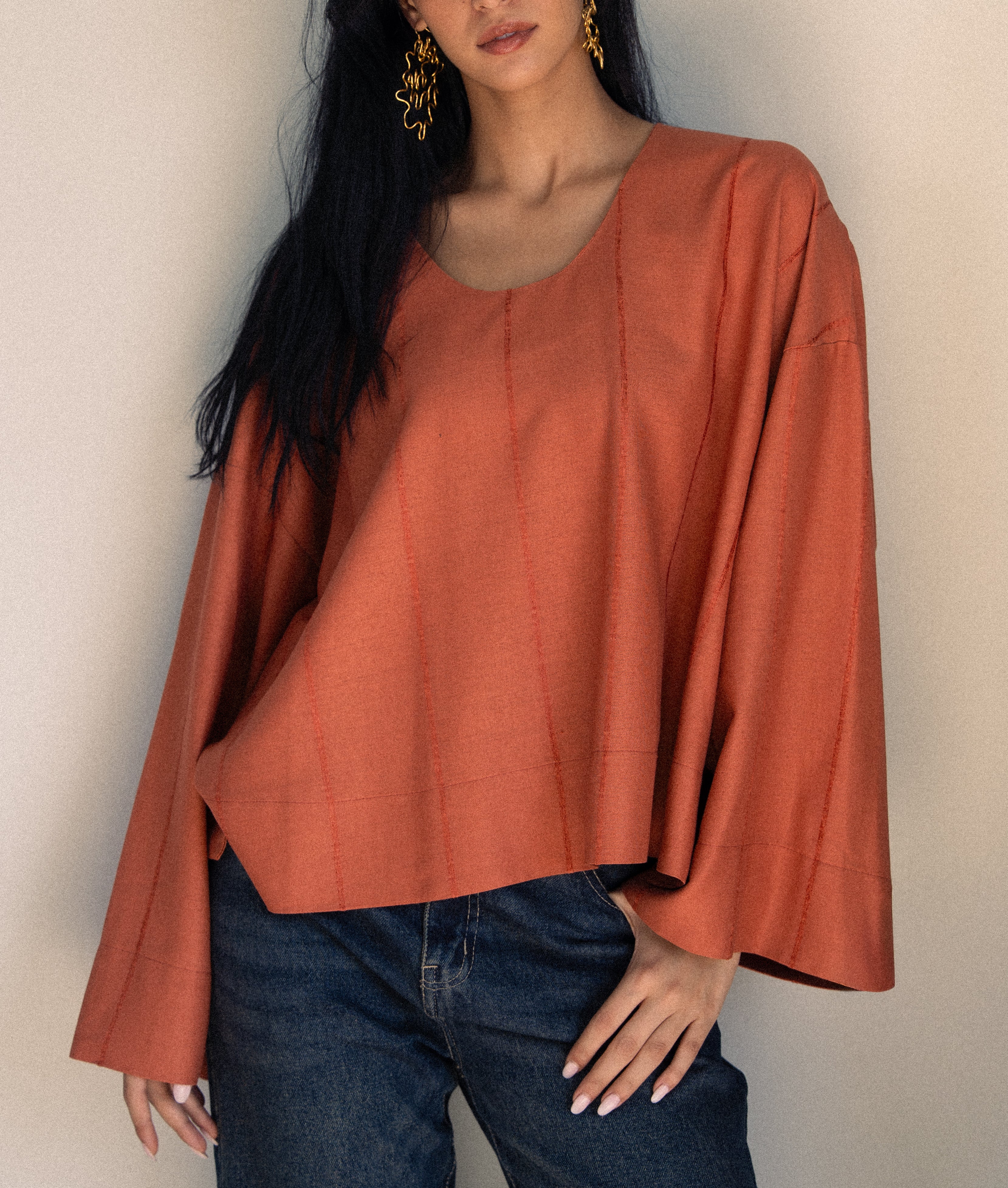 Candy Linen Top - Bricks