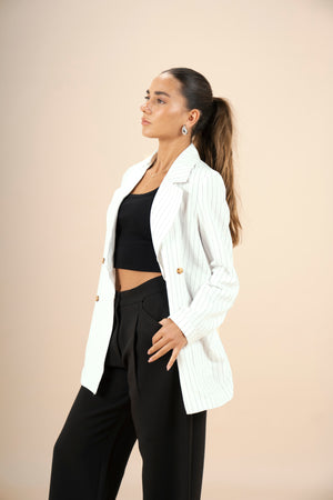 Pinstriped Blazer - White