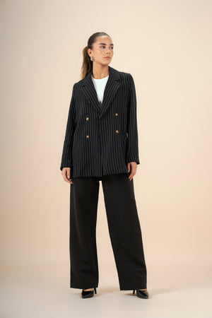 Pinstriped Blazer - Black