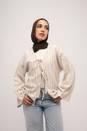Knot Top - Beige x Brown