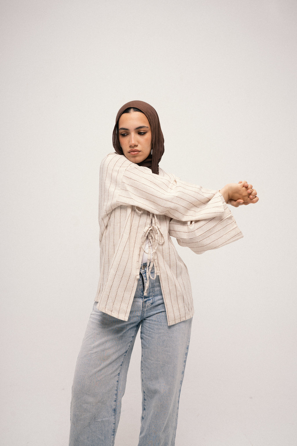 Knot Top - Beige x Brown