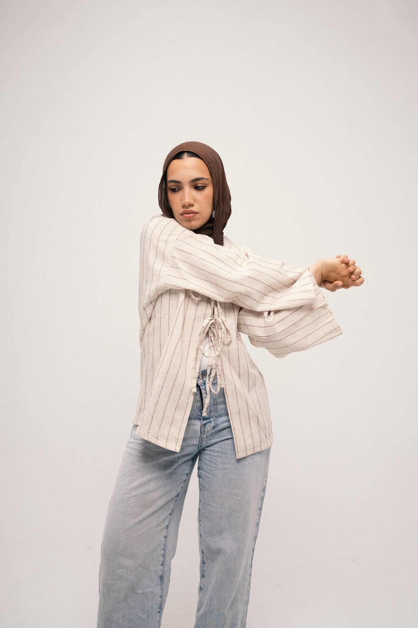 Knot Top - Beige x Brown