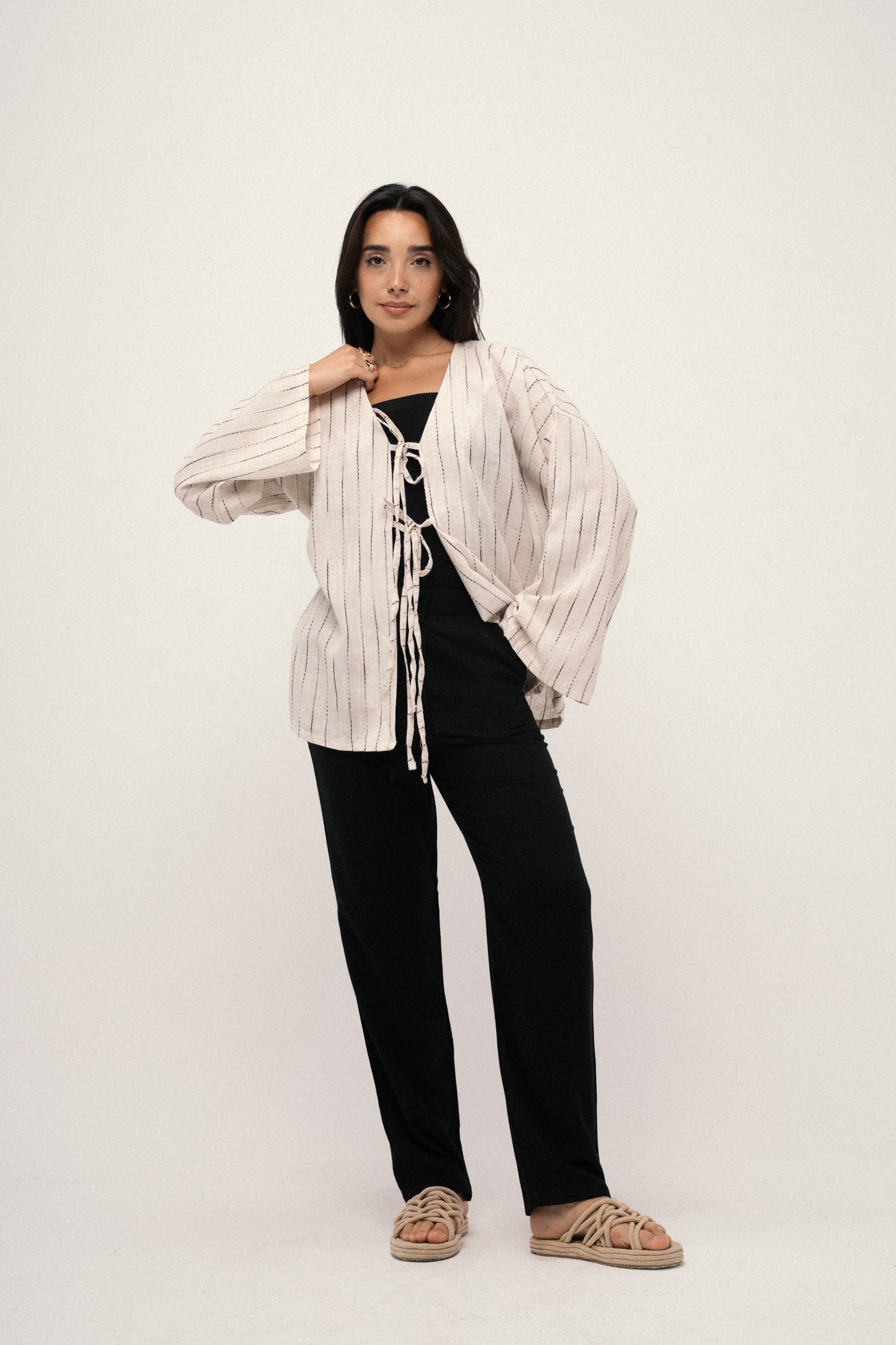 Knot Top - Beige x Black