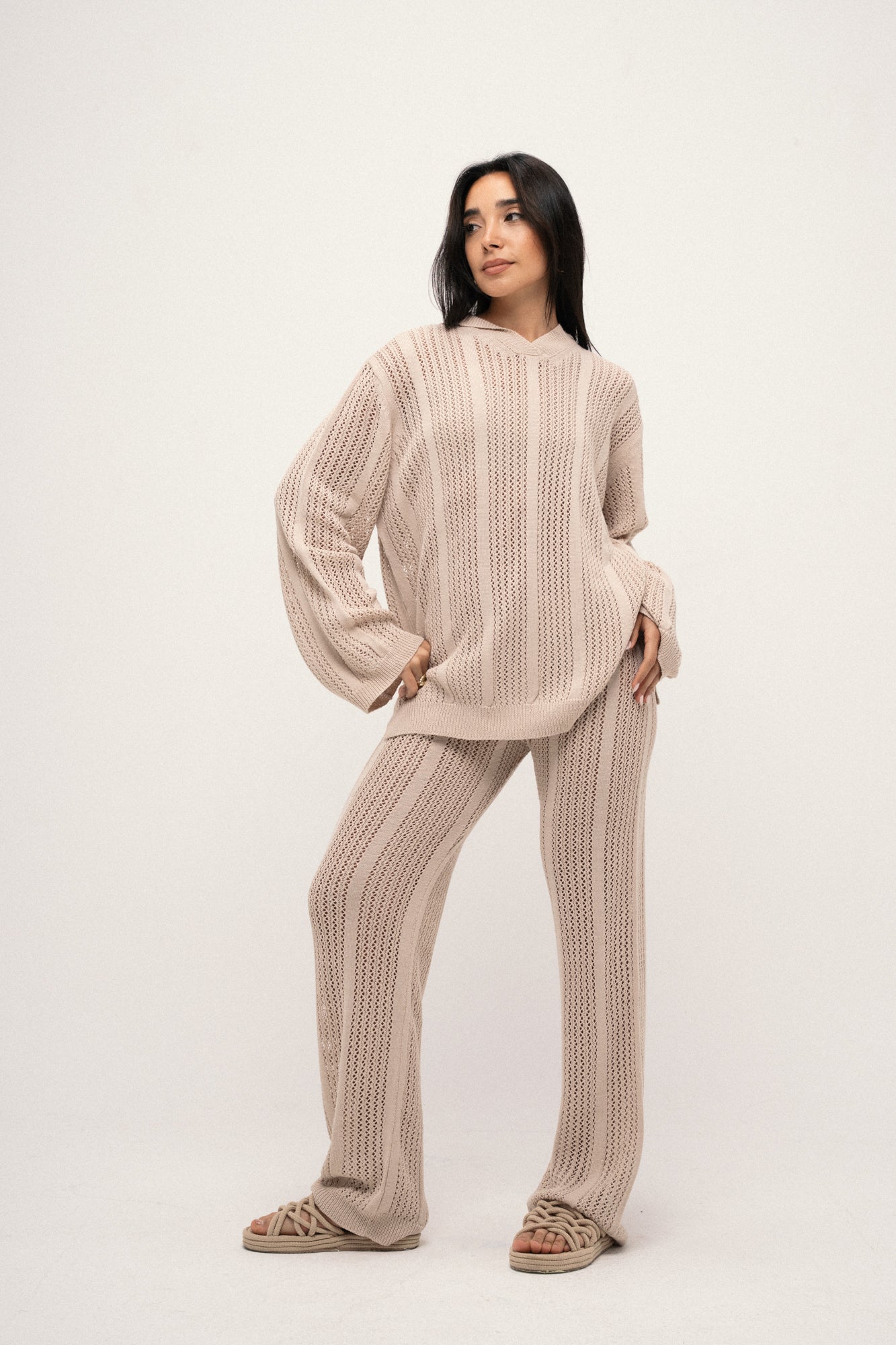 The Woven Set Beige